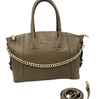 Tote Leather Bag SF0614 Taupe