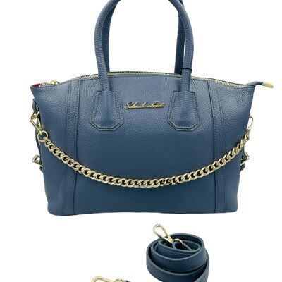Tote Leather Bag SF0614 Blue