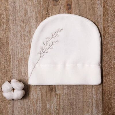 Embroidered velor organic cotton baby hat