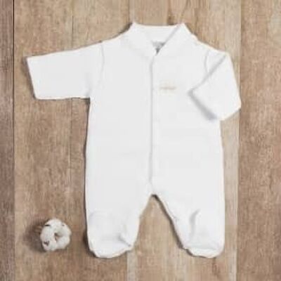 Ecru organic cotton fleece premature baby pajamas