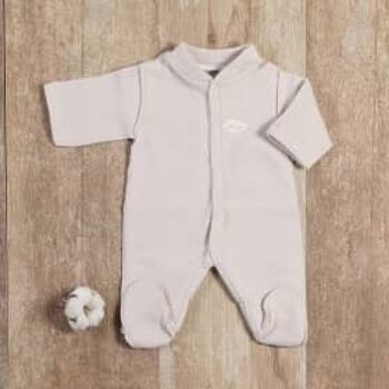 Pyjama bébé prématuré coton bio polaire écru 3