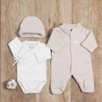 Pyjama bébé prématuré coton bio polaire écru 4