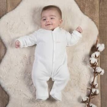 Pyjama bébé prématuré coton bio polaire écru 2