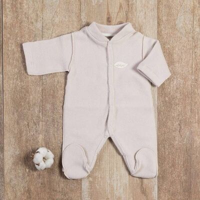 Pijama bebé prematuro en felpa de algodón orgánico topo claro