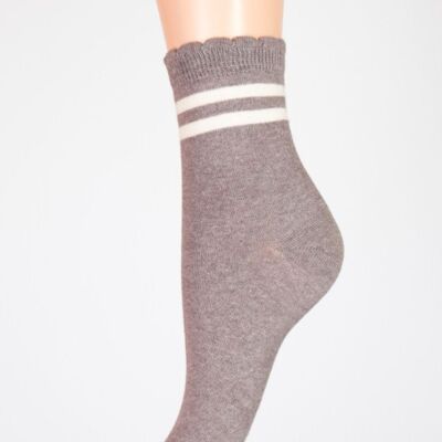 White Striped Sock Gray Background