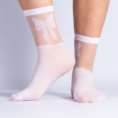White Sheer Stocking With Bow