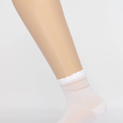 White Baby Sock With Transparent Stripes