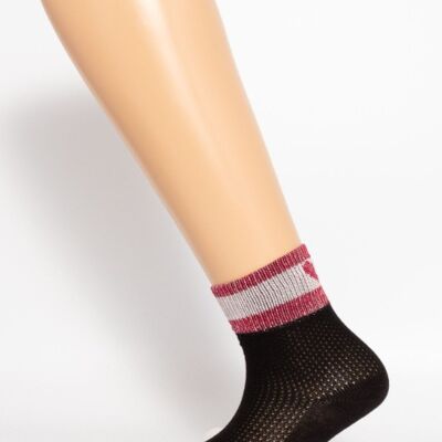 Black Lurex Cuff Perforated Baby Sock