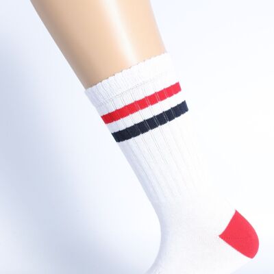 Kid Sport Sock White Background Red Heel