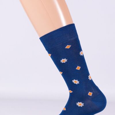 Short Fashion Sock Geometric Pattern Light Blue Background