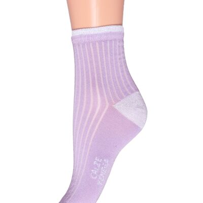 Chaussettes côtelées lilas avec lurex argenté