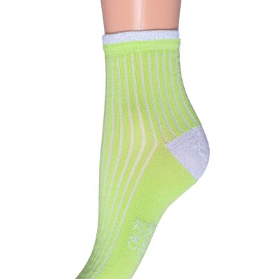Ribbed Green Socks With Silver Lurex