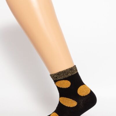 Black Baby Sock With Gold Lurex Polka Dots