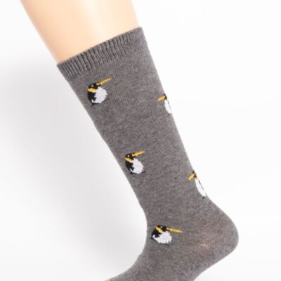 Pinguin-Fantasie-Grau-Baby-Socke