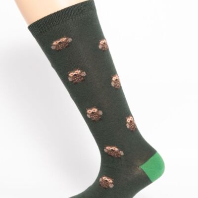 Eulen-Fantasie-Grün-Baby-Socken