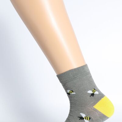 Fashion Sock Bees Gray Background