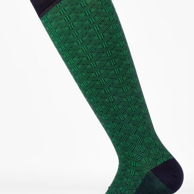 Chaussettes fantaisie à liens géométriques bleus et verts