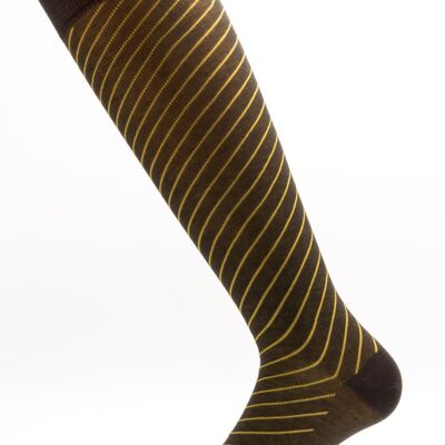 Chaussettes Mode Motifs Ligne Diagonale Anthracite Et Jaune