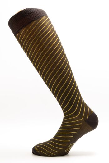 Chaussettes Mode Motifs Ligne Diagonale Anthracite Et Jaune