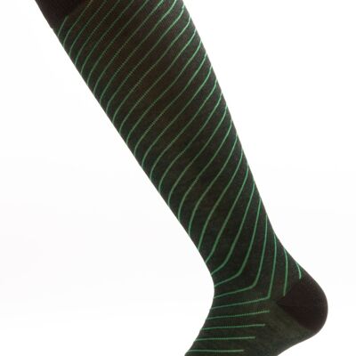 Chaussettes Mode Motifs Ligne Diagonale Vert Anthracite