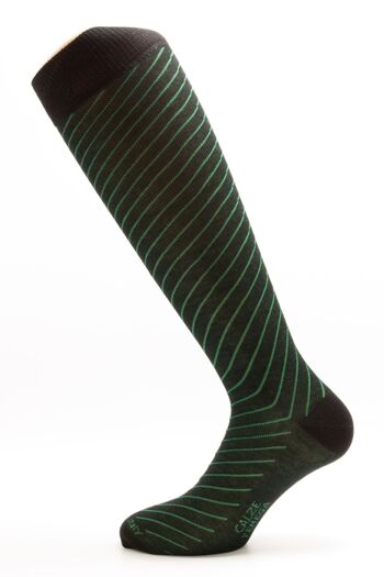 Chaussettes Mode Motifs Ligne Diagonale Vert Anthracite