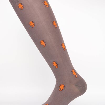 Fashion Sock Gray Bottom Orange Piggyback