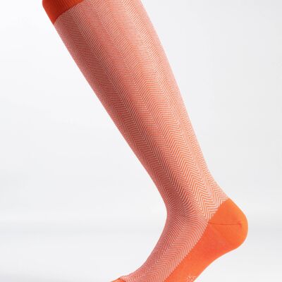 Orange And White Herringbone Fashion Sock