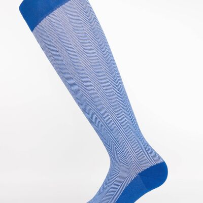Blue And White Herringbone Fashion Sock