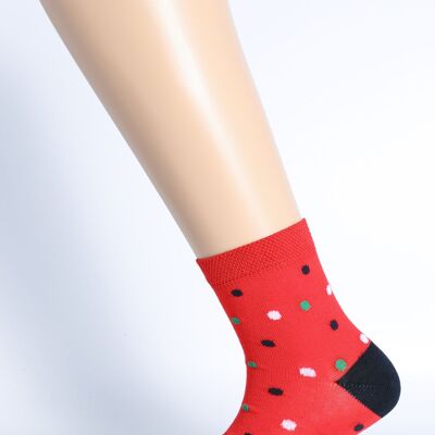 Tris Pois Fashion Sock Red Background