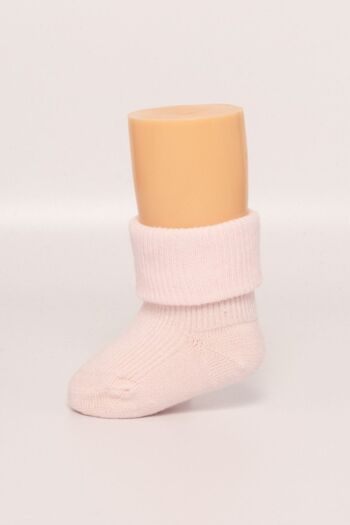 Chaussette nouveau-né avec manchette sanitaire rose