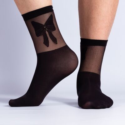 Black Sheer Stocking With Bow