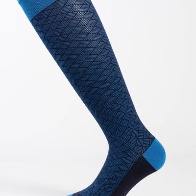 Men's blue socks with dashes pattern