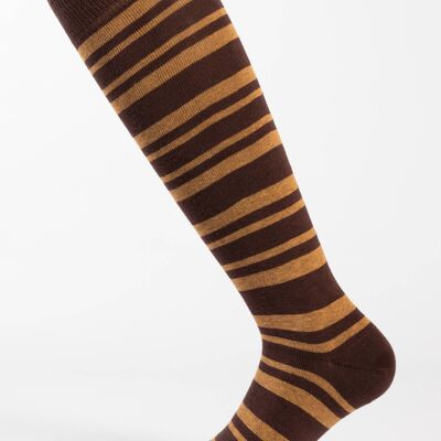 Brown Men's Socks with Striped Pattern