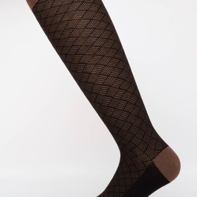 Brown Men's Socks with Dashes Pattern