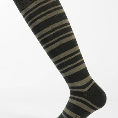 Men's Socks Green Striped Pattern