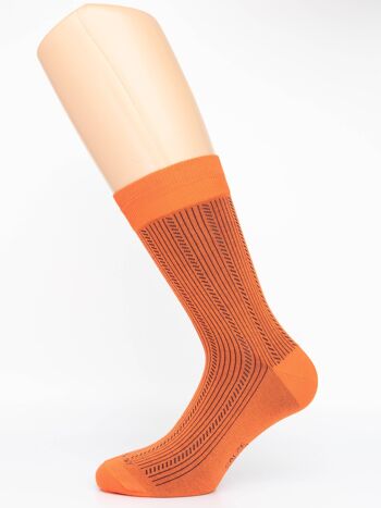 Chaussettes pour homme côtelées orange Greca