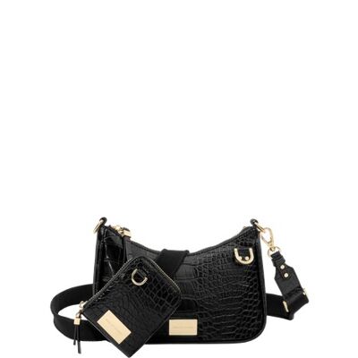 Sac Bandoulière Nora Noir Croco