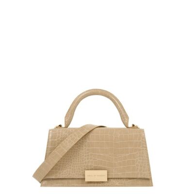 Sac à Main Valentina, Croco Beige Chaud