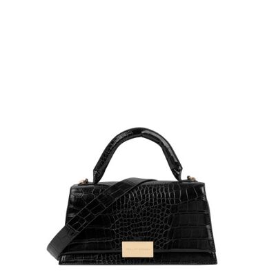 Bolso Valentina Top Handle Black Croco