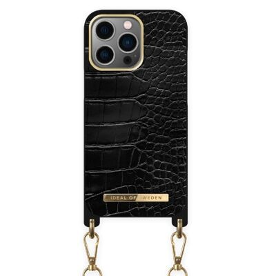 Etui Collier iPhone 14PR Noir Jet Croco