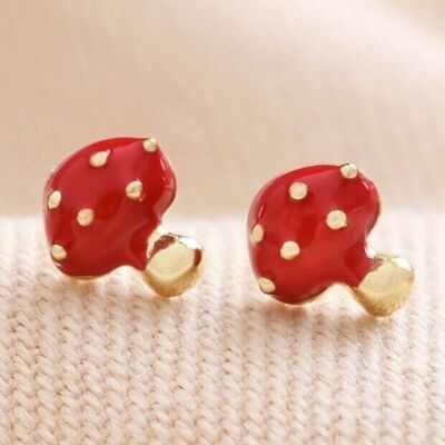 Aretes Seta Esmalte Rojo en Oro