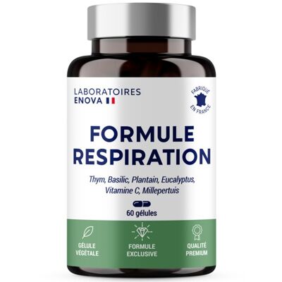 BREATHING FORMULA | Food supplement | Thyme, holy basil, plantain leaf, eucalyptus, St. John's wort | Breathing | Pollen | Softens, Soothes, Fluidifies | 60 Capsules | Made in France