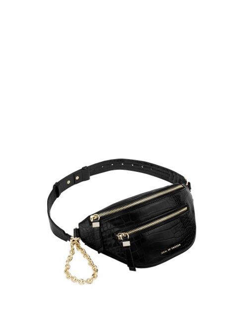 Lola Utility Belt Bag Glossy Black Croco Rcld Mtr