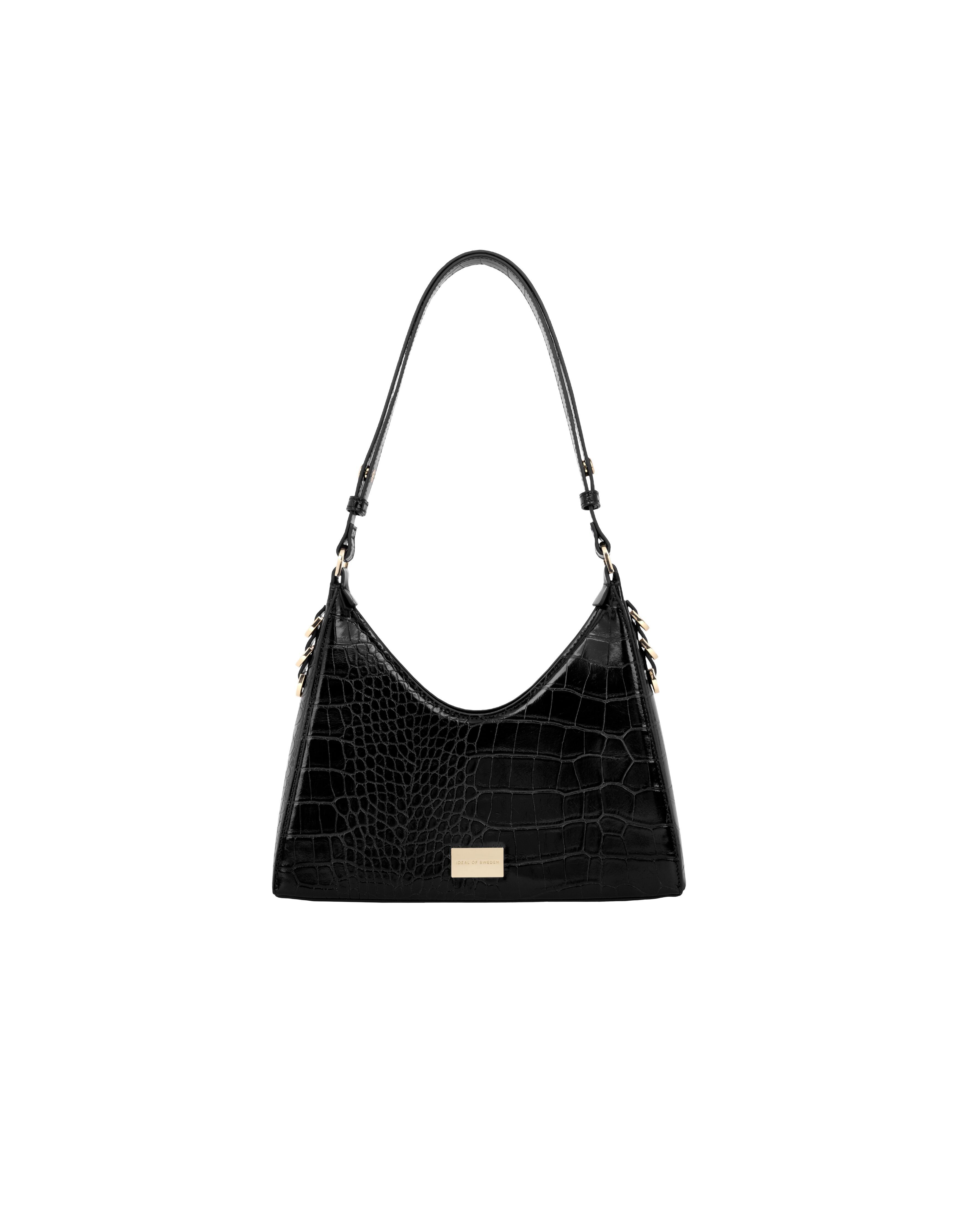 Bolso de hombro con corte curvo Jolie Croco negro