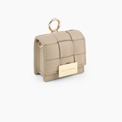 Borsa Mini AirPods intrecciata Cammello chiaro