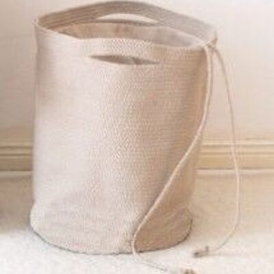 Sustainable laundry basket with linen closure - upcycled & handmade