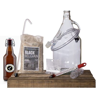 PACK BLACK Belgian STOUT Kit per la produzione di birra per 5 litri e 6 bottiglie da 75cl
