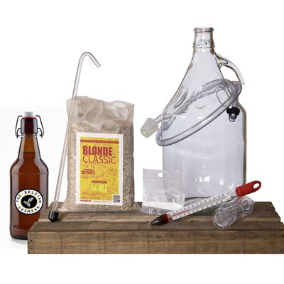 PACK BLOND Kit de elaboración de Cerveza Clásica para 5 litros de Cervezas BLONDEE y 6 botellas 75cl