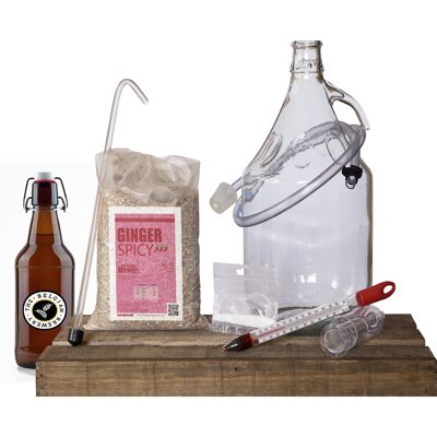 PACK GINGER SPICY Kit brassage bière pour 5 litres de Bières GINGER Forte & 15 bouteilles 33cl