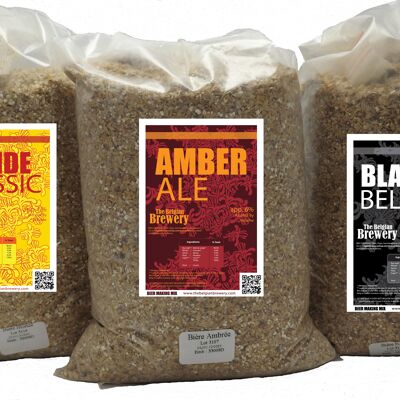 Refill BLOND – AMBER – BLACK Belgian Beer - Home Made Beer Kit for 3x5 liters of homemade BLONDE – AMBER – BLACK beers